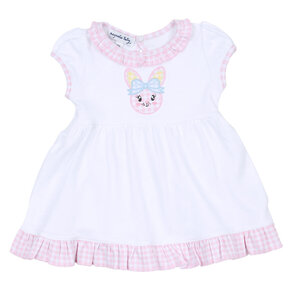 Magnolia Baby Lil' Bunny Applique S/S Toddler Dress Pink