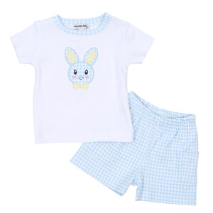 Magnolia Baby Lil' Bunny Applique Short Set Light Blue