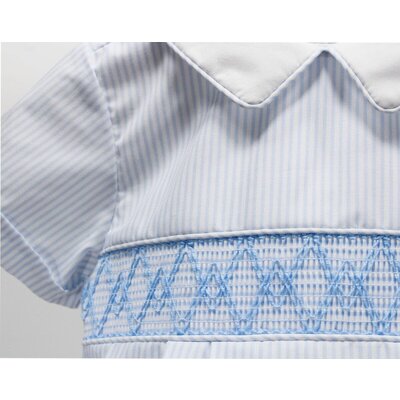 Baby Blessings Clothing Blue Geometric Levi Bubble