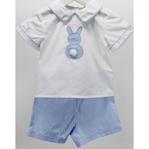 Baby Blessings Clothing Blue & White Bunny Tail Lucas Set