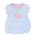 Magnolia Baby Sweet Cherry Applique Ruffle S/S Bubble Pink