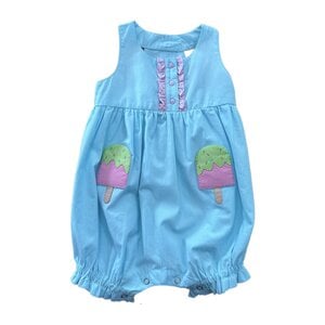 Cotton Kids Ice Cream Pocket Romper Lt Blue