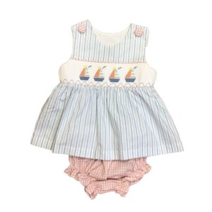 True Smocked Sailboat Bloomer Set