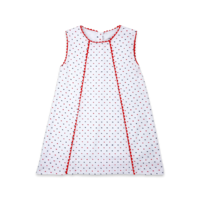 Lullaby Set Amelia A-line Dress Navy and Red Swiss Dot
