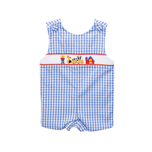 Zuccini Farm Smocked Ashton Shortall Periwinkle Check