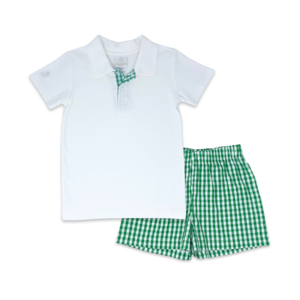 Lullaby Set Augusta Green Check & White Parker Short Set