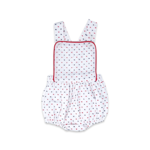 Lullaby Set Arthur Apron Bubble Navy and Red Swiss Dot