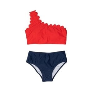 The Oaks Apparel Red /Navy Scallop Bahama Two-Piece Bikini