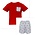 Claire & Charlie Red Knit T-shirt w/ Sailboat Pocket and Sailboat Print Shorts
