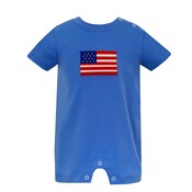 Claire & Charlie Flag Solid Periwinkle Blue Knit Romper