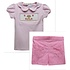 Vive La Fete Puppies Smocked Pink Knit Puff Sleeve Girls w/ Pink Gingham Shorts