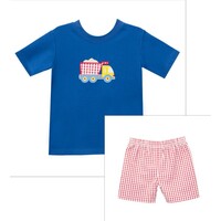 Zuccini Construction Harry's Play Tee Royal Blue w/ Red Check Seersucker Shorts