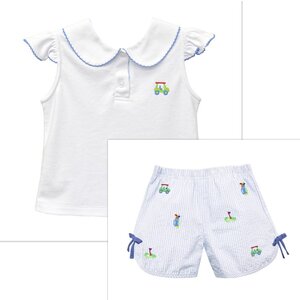 Zuccini Golf White Knit Blouse w/ Golf Emb. Skylar Short