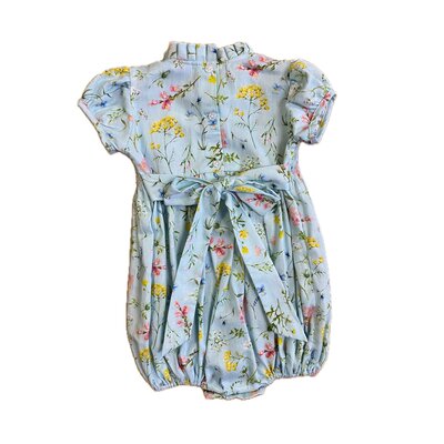 Lulu Bebe Floral Embroidered Bubble w/ Ruffle Collar
