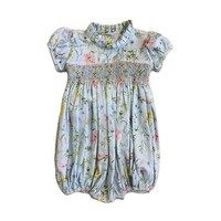 Lulu Bebe Floral Embroidered Bubble w/ Ruffle Collar