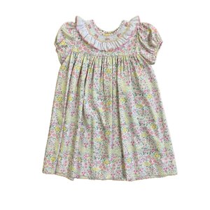 Lulu Bebe Blooms Smocked Ruffle Collar Dress