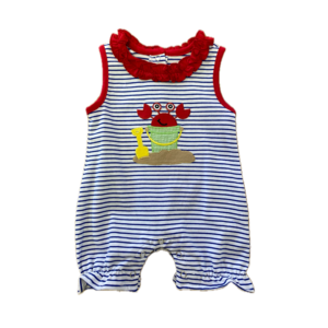 Be Mine Crab in a Bucket Applique Girl's Romper