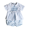 Little Threads Blue Jason Smocked Diaper Set