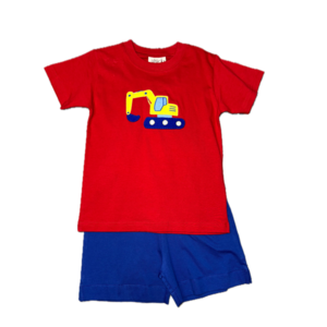 Luigi Excavator Red T-shirt w/ Royal Shorts Set