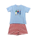 Luigi Three Fishing Floats Sky Blue T-shirt w/ Stripe Shorts Set