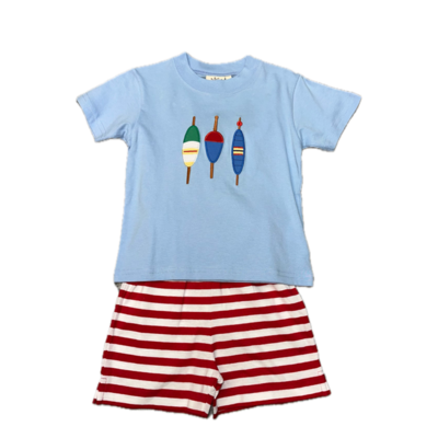 Luigi Three Fishing Floats Sky Blue T-shirt w/ Stripe Shorts Set
