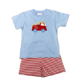 Luigi Fire Truck Sky Blue T-shirt w/ Red Shorts Set