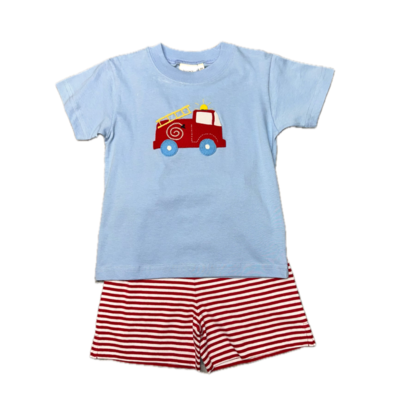 Luigi Fire Truck Sky Blue T-shirt w/ Red Shorts Set