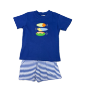Luigi Three Fishing Lures Shirt with Dark Chambray Stripe Shorts