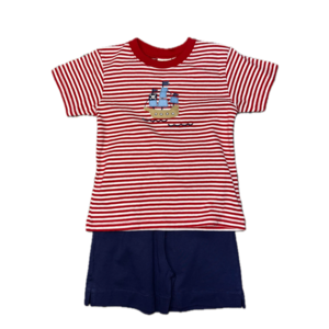 Luigi Pirate Ship Striped T-shirt w/ Dark Royal Shorts Set