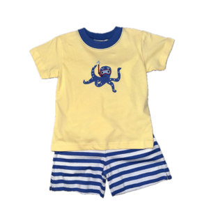 Luigi Octopus Snorkeling Shirt w/ Dark Chambray Stripe Shorts