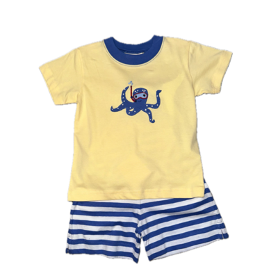 Luigi Octopus Snorkeling Shirt w/ Dark Chambray Stripe Shorts