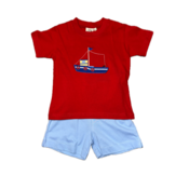 Luigi Fishing Boat Red T-shirt w/ Sky Blue Shorts Set
