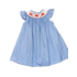Lulu Bebe Crab Smocked Blue Gingham Bishop Dress