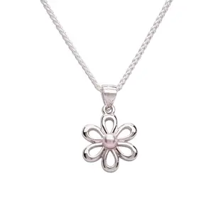 Cherished Moments Sterling Silver Pink Daisy Necklace