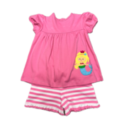 Luigi Mermaid Hi-Waisted Blouse Light Bubblegum w/ Striped Ruffle Shorts