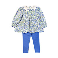 Ishtex Textile Products, Inc Blue Flower Leggings Set