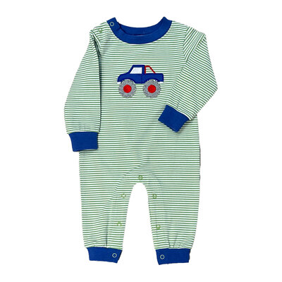 Ishtex Textile Products, Inc Monster Truck Boy's Romper