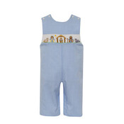 Petit Bebe Nativity Blue Check Long Jon Jon