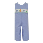 Petit Bebe Dinosaurs Periwinkle Small Gingham Long Jon Jon