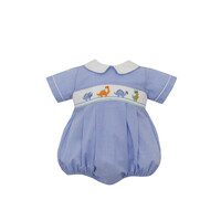 Petit Bebe Dinosaurs Periwinkle Small Gingham Bubble