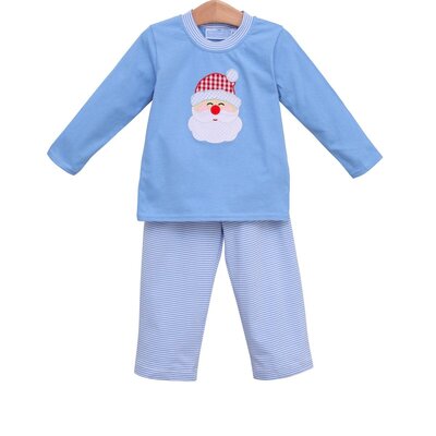 Trotter Street Kids Blue Santa Pants Set