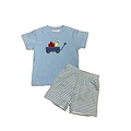 Luigi Wagon w/ Apple and Pencil Sky Blue Shirt and Stripe Shorts