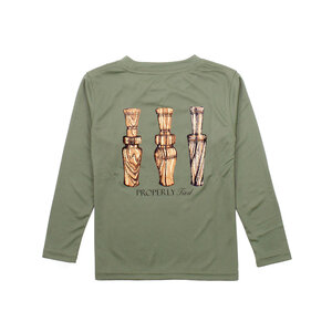 Properly Tied Olive Performance Tee L/S Duck Calls