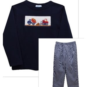 Vive La Fete Construction Smocked L/S Tee with Pants Set