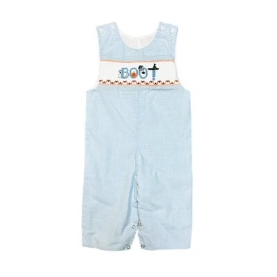 Lulu Bebe Boo Lt Blue Gingham Smocked Longall