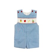 Lulu Bebe Back to School Blue Gingham Embroidered Shortall