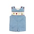 Lulu Bebe Back to School Blue Gingham Embroidered Shortall