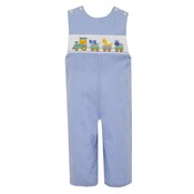 Anavini Animal Train Lt. Blue Gingham Long Jon Jon