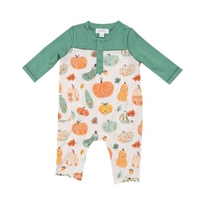 Angel Dear Crayon Pumpkins Romper w/ Contrast Sleeve