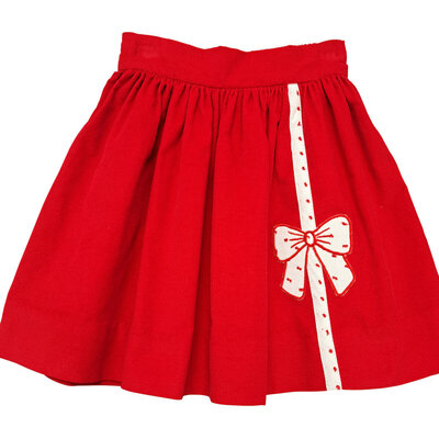 Marco & Lizzy Christmas Red Bows Corduroy Skirt Set